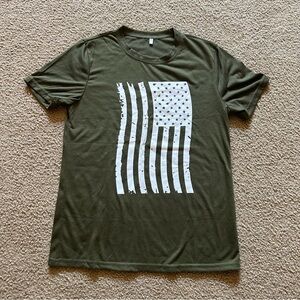 American flag fatigue green short sleeve t-shirt size Small